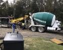 Winch out of a cement mixer truck